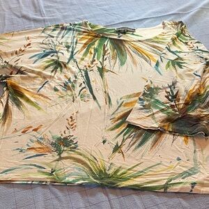 Women's Cream Long-Sleeve Tee with Green & Mustard Botanical Print